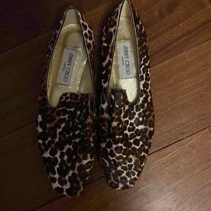 Never worn Jimmy Choo leopard print pony hair loafers